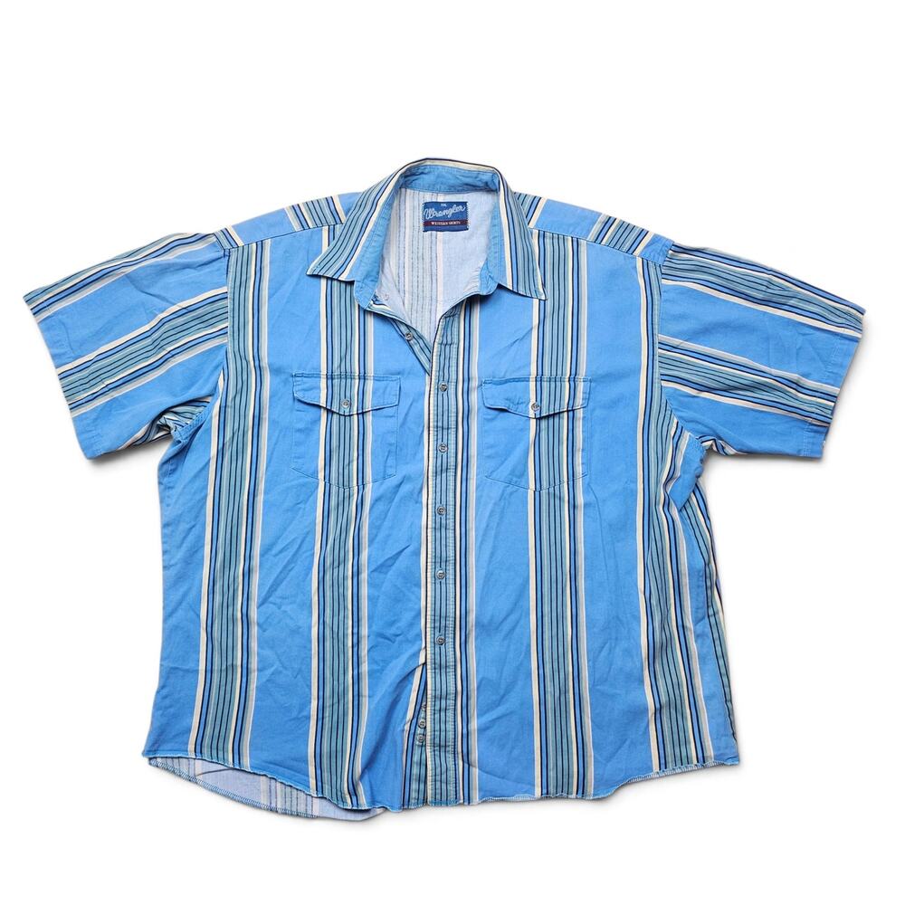 WRANGLER Western Brushpopper Shirt Men's 2XL VTG 90s Striped Retro Cowboy Rodeo